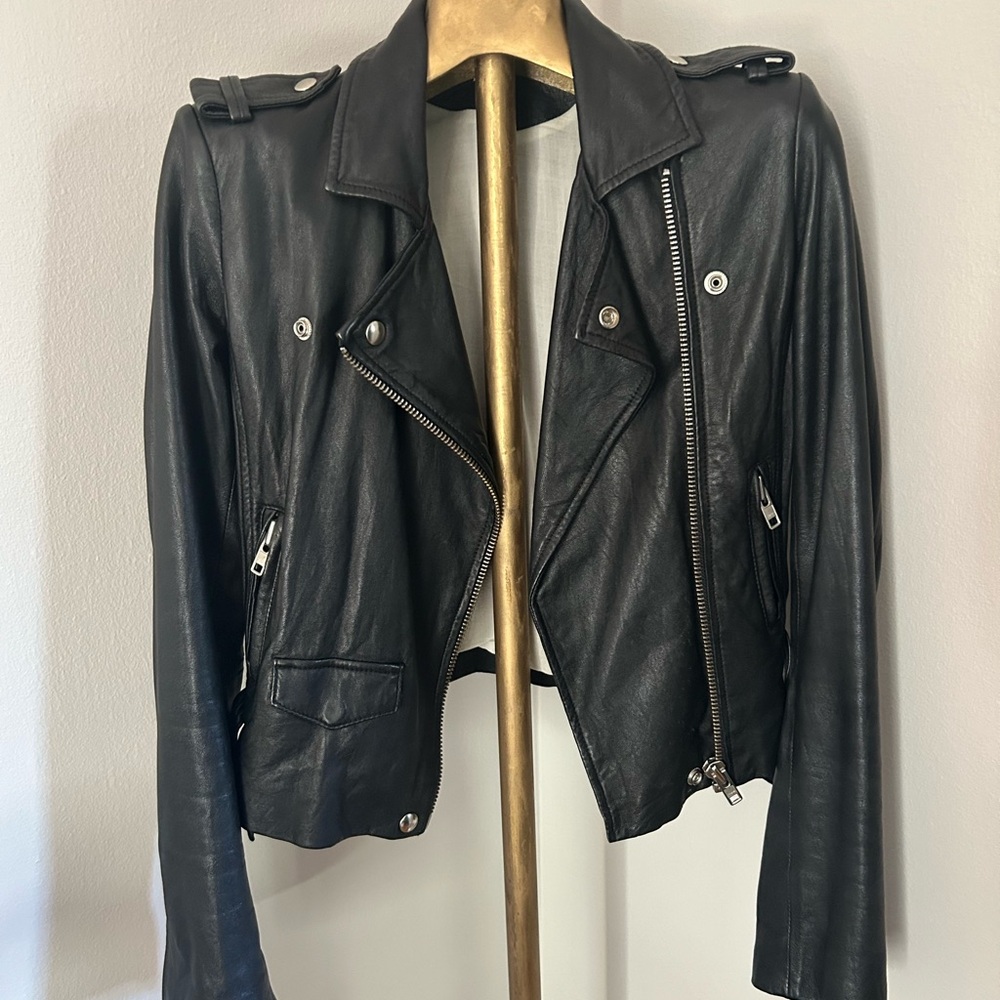 IRO black Asheville moto leather jacket size 38